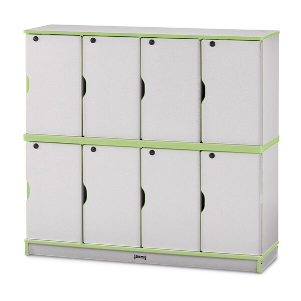 Rainbow Accents Stacking Lockable Lockers, Double Stack, Key Lime Green
